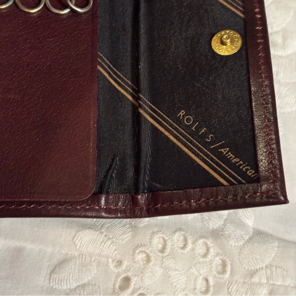 VTG ROLFS Mens Cowhide Leather Key Holder Bifold 5 Key Hooks Brown Brass Accents - Picture 4 of 5